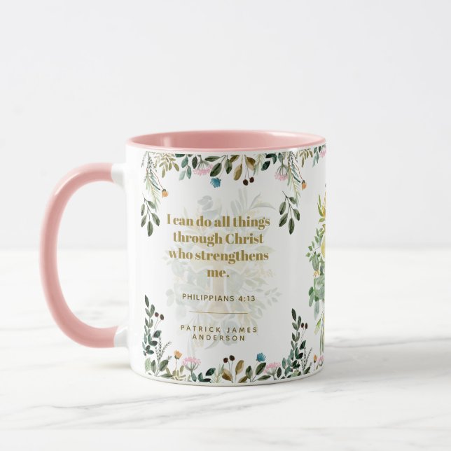 Philippinen 4:13 Kann alles durch Christus tun Tasse (Links)