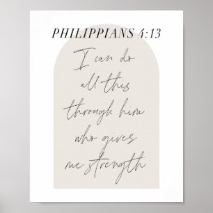 Philippinen 4:13 Minimal Boho Beige Arch Script Poster