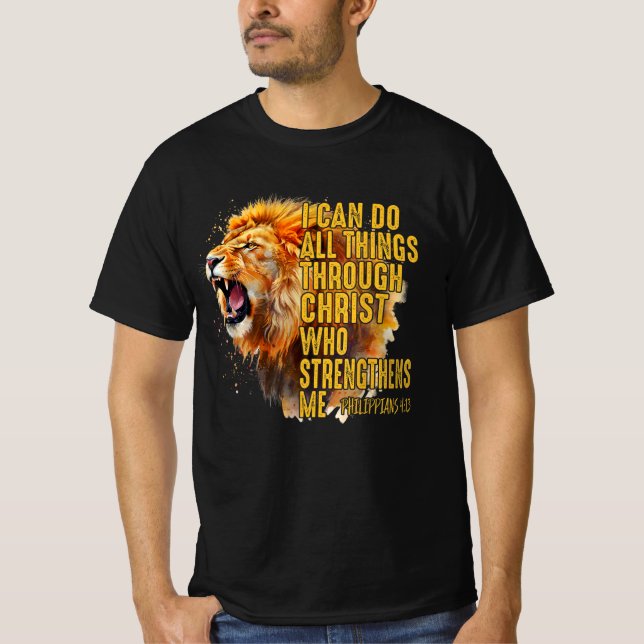 Philippinen 4:13 Religiöse Löwen stärken T-Shirt (Vorderseite)