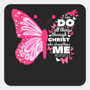 Philippinen 4 13 Schmetterling Christ Bible Verse Quadratischer Aufkleber