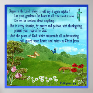 Philippinen 4:4 Schrift-Plakat Poster