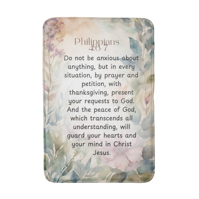 Philippinen 4:6-7 Christliche Bibelverse Wasserfar Badematte (Vorderseite Vertikal)