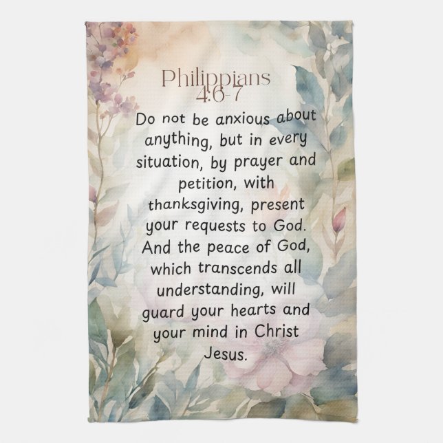 Philippinen 4:6-7 Christliche Bibelverse Wasserfar Geschirrtuch (Vertikal)