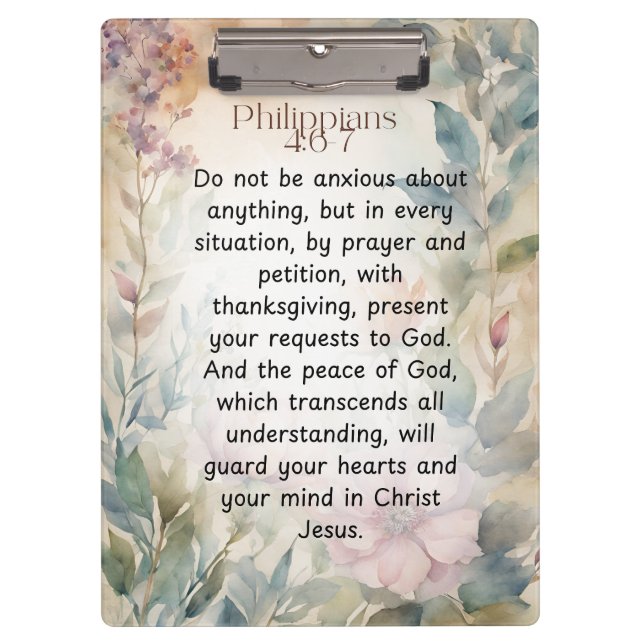 Philippinen 4:6-7 Christliche Bibelverse Wasserfar Klemmbrett (Vorderseite)