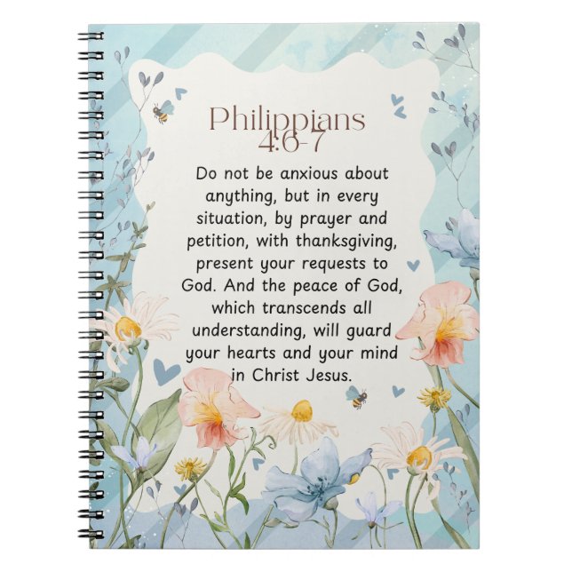 Philippinen 4:6-7 Christliche Bibelverse Wasserfar Notizblock (Vorderseite)