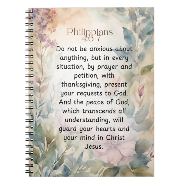 Philippinen 4:6-7 Christliche Bibelverse Wasserfar Notizblock (Vorderseite)