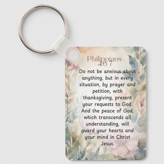 Philippinen 4:6-7 Christliche Bibelverse Wasserfar Schlüsselanhänger (Vorderseite)