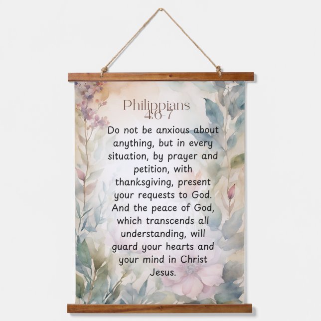 Philippinen 4:6-7 Christliche Bibelverse Wasserfar Wandteppich Mit Holzrahmen (Vorderseite)