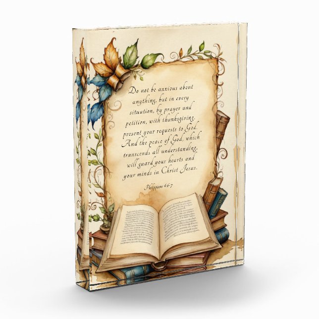 Philippinen 4:6-7 Christliche Bibelversen Kunst Fotoblock (Links)