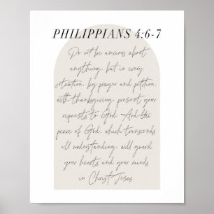 Philippinen 4:6-7 Minimal Boho Beige Arch Script Poster