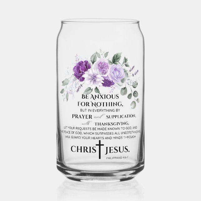 Philippinen 4:6-7 Schrift Purple Flowers Dosenglas (Vorderseite)