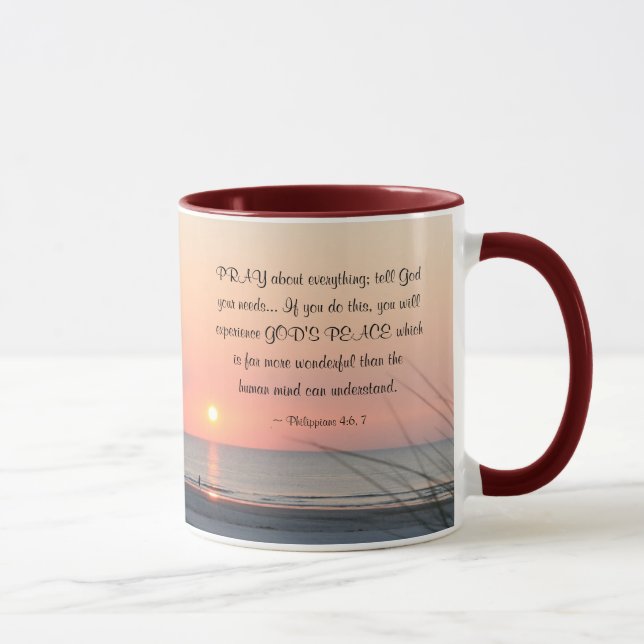 Philippinen 4:6 Beten über alles, was der Sonnenun Tasse (Rechts)