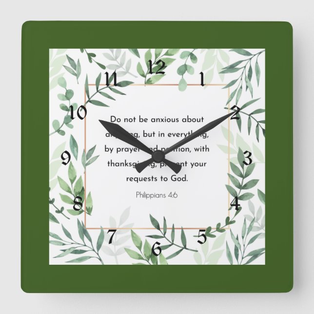 Philippinen 4:6, Bibelverse, Uhr der Square Wall C (Vorderseite)