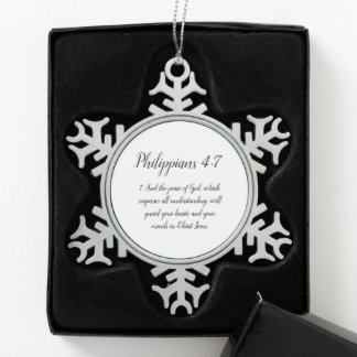 Philippinen 4:7 schneeflocken Zinn-Ornament