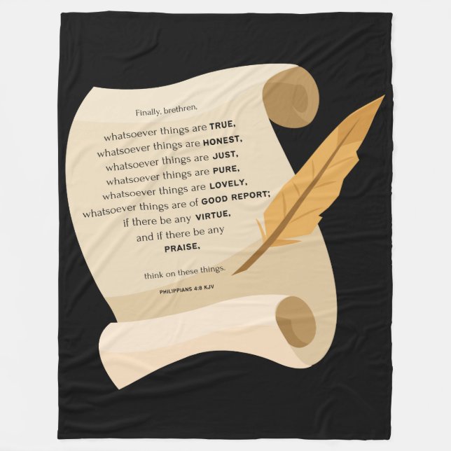 Philippinen 4:8 KJV Biokonzept-Scroll Fleecedecke (Vorderseite)