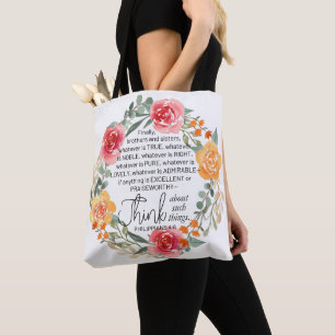 Philippinen 4:8 Rosa und gelbe Blumenreste Tasche