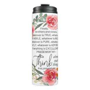 Philippinen 4:8 Rosa und gelbe Blumenreste Thermosbecher