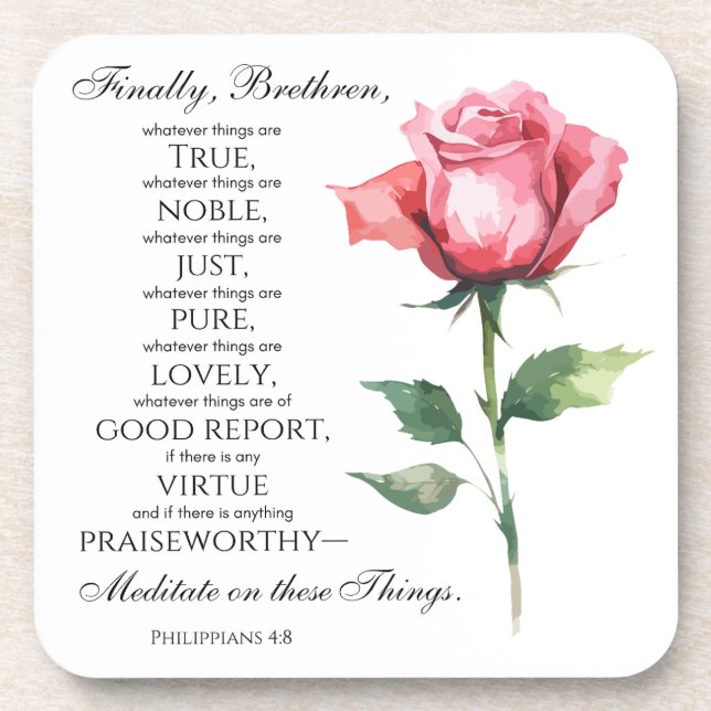 Philippinen 4:8 Was auch immer die Noble-Blume ist Getränkeuntersetzer (Vorderseite)