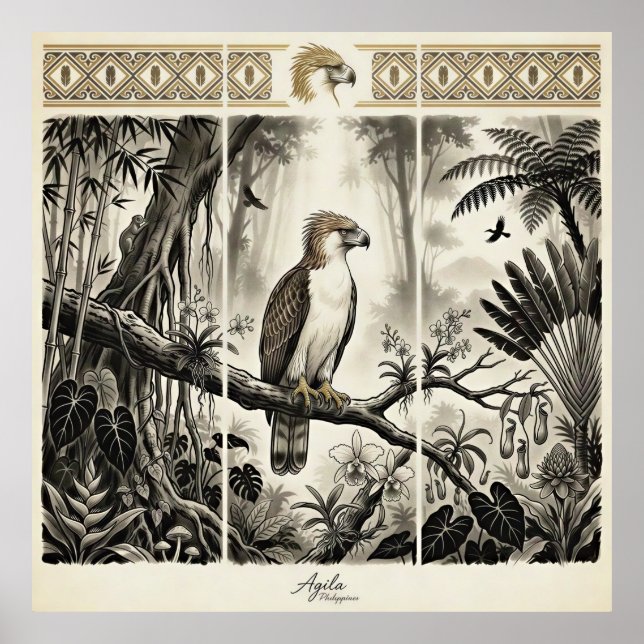 Philippinen Adler Triptychon Wandkunst Poster (Vorne)