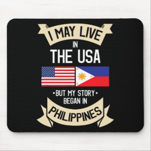 Philippinen Amerikanische Flagge USA Filipino Wurz Mousepad