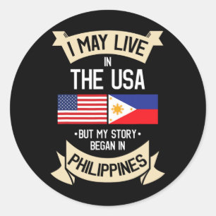 Philippinen Amerikanische Flagge USA Philippinisch Runder Aufkleber