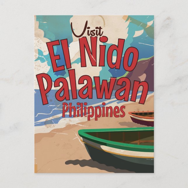 Philippinen, El Nido, Palawan Reiseplakat. Postkarte (Vorderseite)