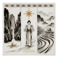 Philippinen-El Nido & Reisterrassen-Tuschezeichnun