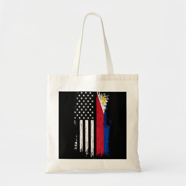Philippinen: Filipino American Flag Pride Philipps Tragetasche (Vorne)