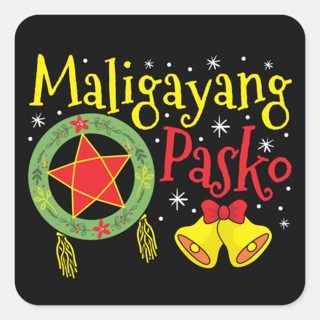 Philippinen Filipino Christmas Maligayang Pasko Quadratischer Aufkleber (Vorderseite)