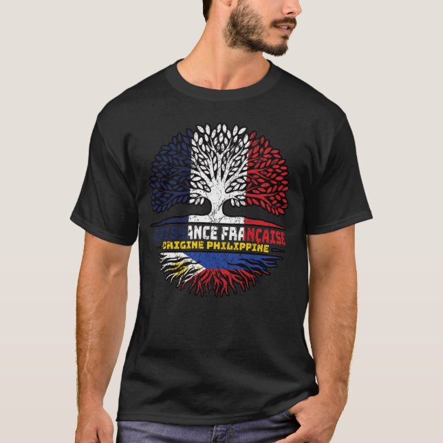 Philippinen Filipino Flag Frankreich Tree Roots Fl T-Shirt (Vorderseite)