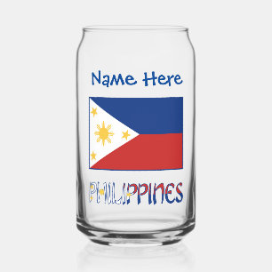 Philippinen Filipino-Flagge Blau Personalisierung Dosenglas