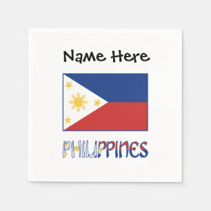 Philippinen Filipino-Flagge Personalisierter Name  Serviette