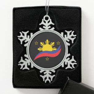 Philippinen Filipino Pinoy Flagge Schneeflocken Zinn-Ornament