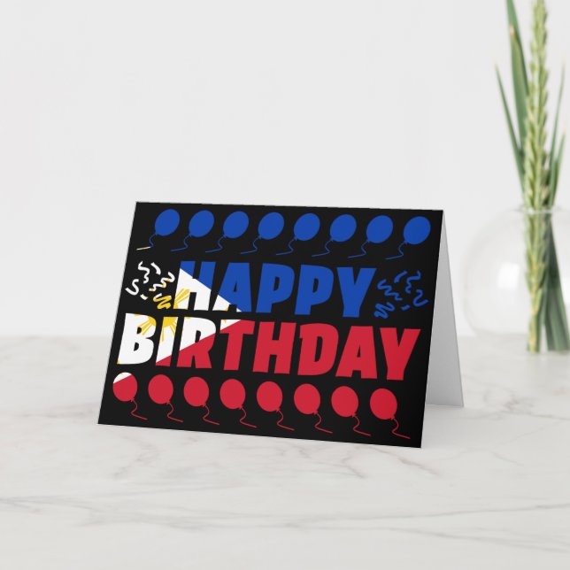 Philippinen Flag Patriotic Birthday Karte (Vorderseite)