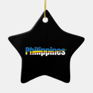 Philippinen Flag Pride - Typografie Art Keramik Ornament