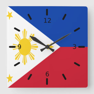 Philippinen-Flag   Quadratische Wanduhr