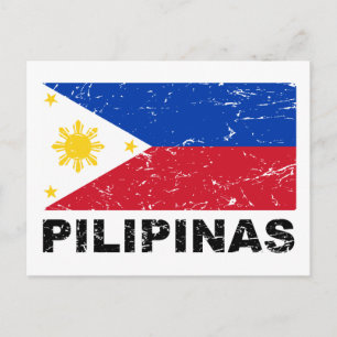 Philippinen-Flagge Vintage Postkarte