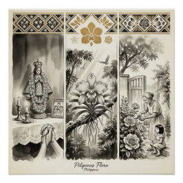 Philippinen Flora- Jasmin · Waling-Waling · Rose Poster