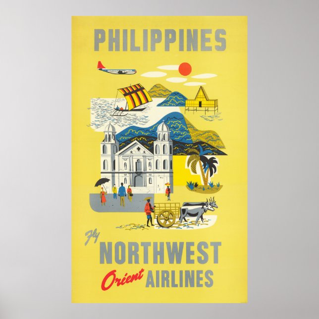 Philippinen Fly Northwest Orient Airlines Poster (Vorne)