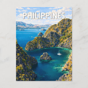 Philippinen Illustration Reise Kunst Vintage Postkarte