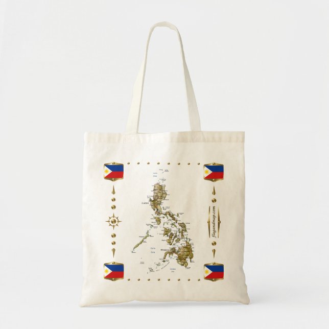 Philippinen-Karte + Flaggen-Tasche Tragetasche (Vorne)
