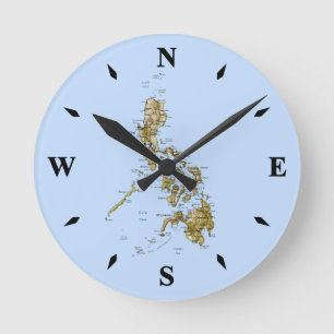 Philippinen-Kartenuhr Runde Wanduhr