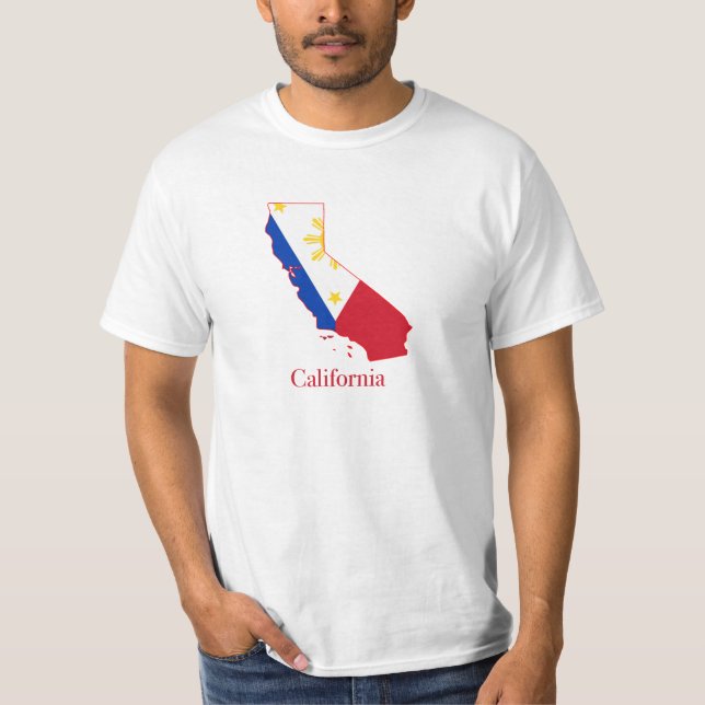 Philippinen kennzeichnen über Kalifornien-Karte T-Shirt (Vorderseite)