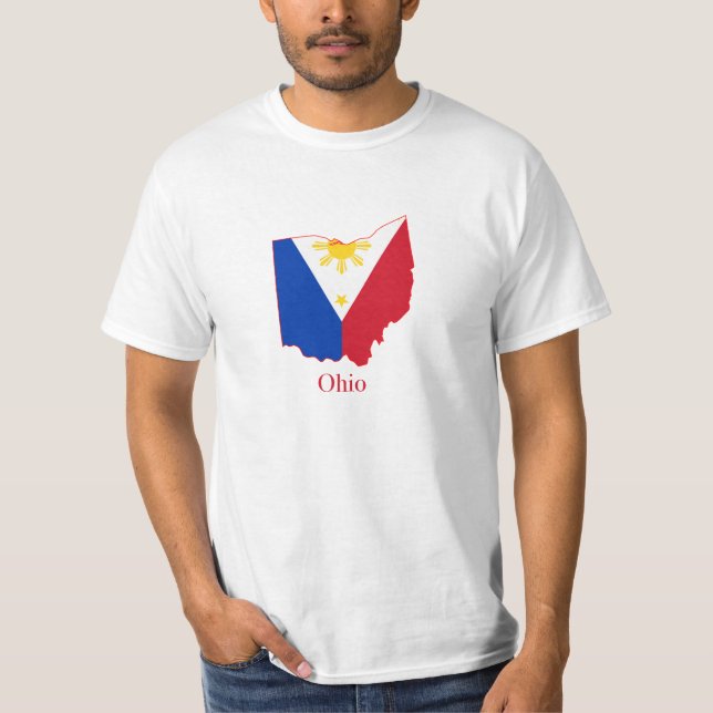 Philippinen kennzeichnen über Ohio-Karte T-Shirt (Vorderseite)