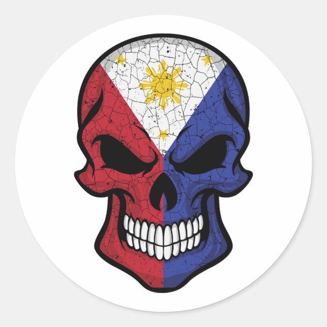 Philippinen lächeln Schädelflagge Runder Aufkleber (Vorderseite)