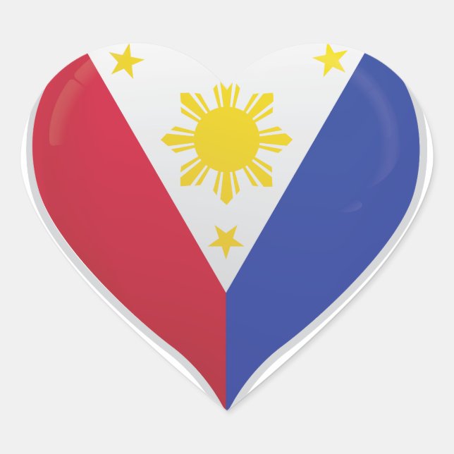 Philippinen Liebe Flaggenstempel Herz-Aufkleber (Vorderseite)