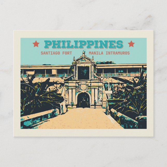 Philippinen, Manila Intramuros Santiago Fort Postkarte (Vorderseite)