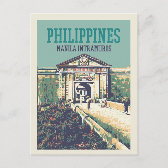 Philippinen, Manila Intramuros Santiago Fort Postkarte (Vorderseite)
