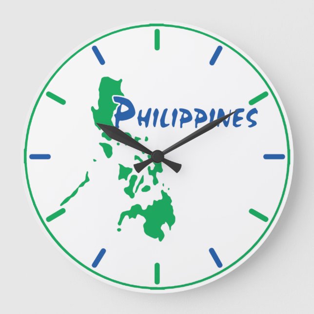 Philippinen mapieren Wall Clock Große Wanduhr (Vorderseite)