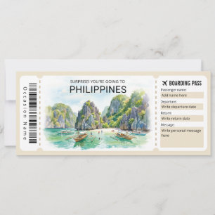 Philippinen-Reise Bordkarte Ticket Einladung
